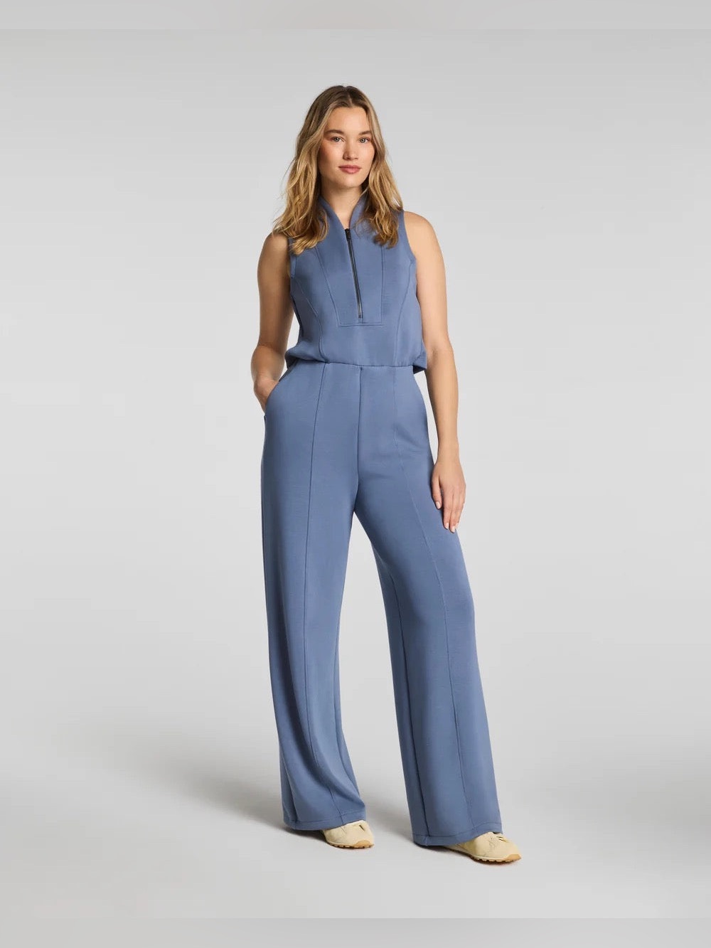 SPANX AirEssentials® Shawl Collar Half Zip Jumpsuit | Rain